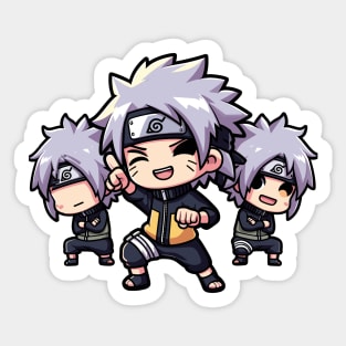 Kakashi Trio Chibi Design - Happy and Weird Anime Humor Sticker